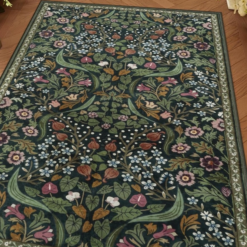 🆕 Dark Green Moody Rug 3’ x 5’ MACHINE WASHABLE Rug
